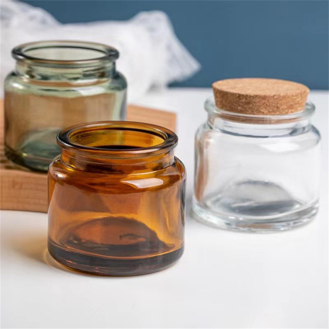 100ml Candle Glass Cups with Wooden Lid Clear Amber Bottle Jars Handmade  Creative Dessert Scented Aromatherapy Empty Jars - AliExpress